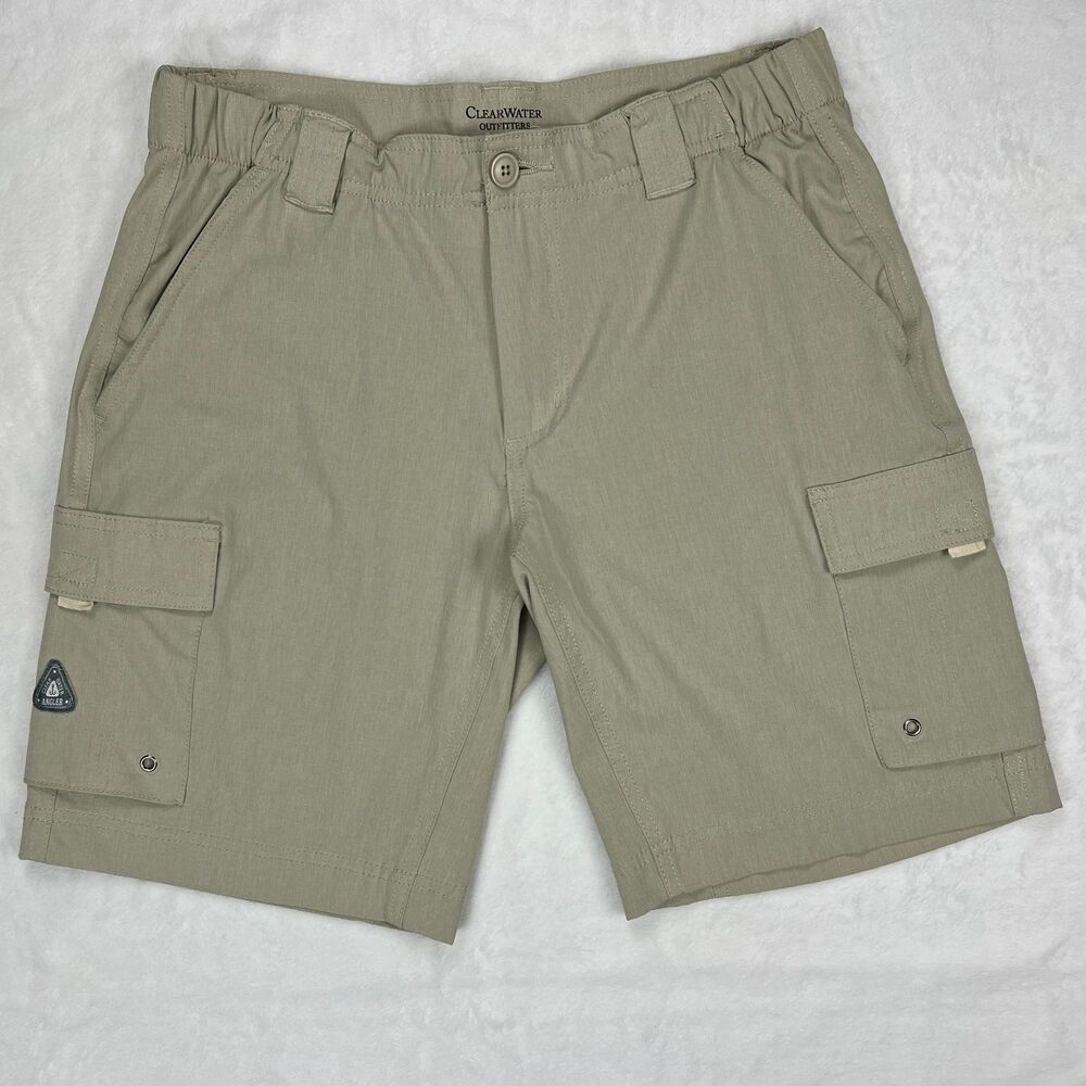 Clearwater Outfitters Men's Angler Hybrid Board Cargo Shorts Khaki Tan Size M